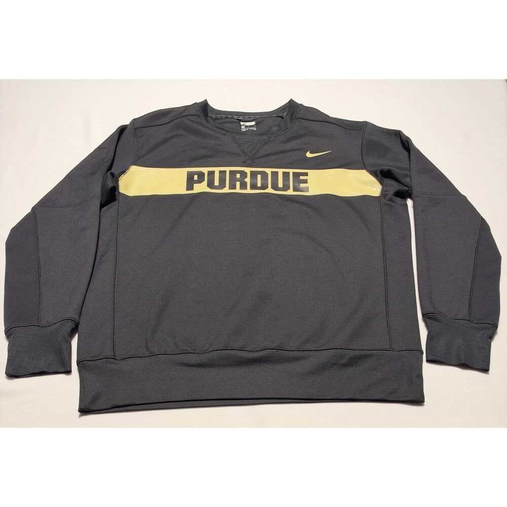 Purdue Boilermakers Nike Sweatshirt Mens Large Black Gold Team Issue Crewneck
